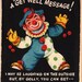 Vintage 1950s UNUSED Get Well Soon Clown Greetings Card (B6a)