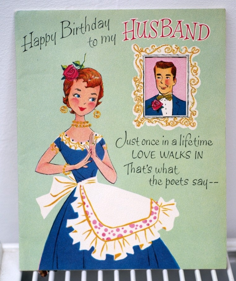 Funny Birthday Wishes To My Husband Husband Birthday Happy 1940s Card
