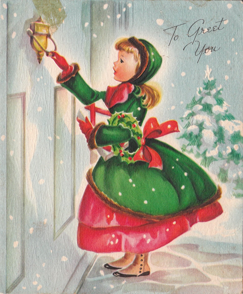 Vintage 1950s To Greet You Christmas Wishes by poshtottydesignz