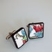 Broken Plate Cuff Links - Red Green and Blue Vintage - Recycled China