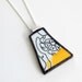 Broken China Jewelry Pendant - Black white and yellow paint by numbers