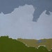 abstract art original oil painting abstract landscape gray, Bluebells in the Meadow