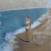 original acrylic sketch figurative beach painting
