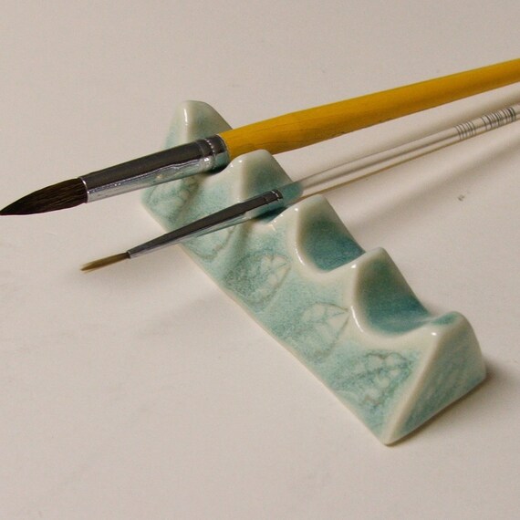 Porcelain Artist Brush Rest Hand Built by PotterybySumiko on Etsy