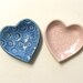 Hand Built Pretty Little Lacy Heart Dishes, Set of Two