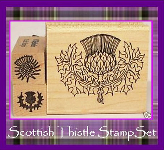 Scottish Thistle Stamp Set of Three Symbol of Scotland