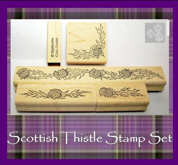 Scottish Thistle Rubber Stamp Set of Five Symbol of Scotland