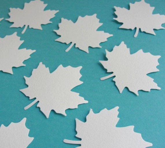 4 Fall Leaf Cutouts White Paper Autumn Leaf by maryrichmonddesign
