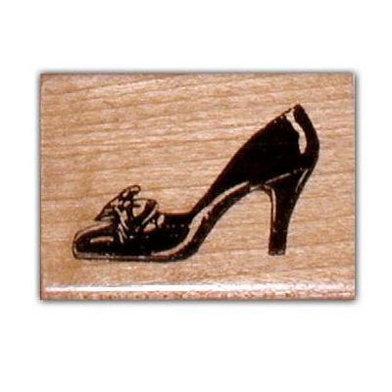 Ladies Pump, high heeled shoe mounted rubber stamp, large No.2