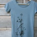 Womens T shirt with Songbird on Flower - Organic Cotton - Ocean Blue - S M L XL