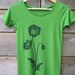 Organic Cotton T-shirt with Poppies - Women's Scoop Neck Kelly Green