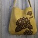 SALE 15% OFF - Hemp Tote Bag / Messenger Bag with Hydrangea - Golden Mustard