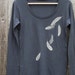Organic T-shirt with Falling Feathers - Women's Long Sleeve Scoop Neck Gray