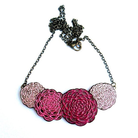 Pink Chrysanthemum Necklace Chrysanthemum Flower Jewelry Mum