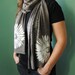 Chrysanthemum Flower on Heather Brown, Tri-Coffee, Extra-long, Jersey Scarf- Screenprint