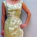 vintage brocade wiggle cocktail dress with moonglow earrings