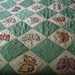 Vintage 1930s Butterfly Quilt Green and White With Multicolor Cotton Prints