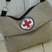 Vintage Canvas Red Cross Clutch Fold-Over/Shoulder Bag/Messenger