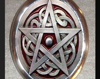 Wiccan Pentagram Wicca Witch Silver Plated Brooch Pin Nature Goddess Three-fold Law All good that a person does to another returns three-fold in this life harm is also returned three-fold