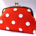 ON SALE Large frame pouch - polka dots on orange red