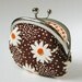 coin purse - daisies on brown