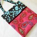 ON SALE Tote bag paisley on hot pink and aqua leaves on gray