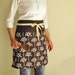 Reversible half apron - brown flowers and check