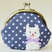 Cat coin purse polka dots gray