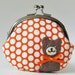 Coin purse brown bear orange polka dots