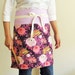 Apron - flowers on purple with lavender band reversible