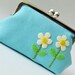 Cream mod flowers on aqua blue purse