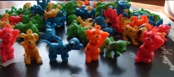 4 Plastic Dog Charms Dalmation Dalmatians Neon Colors