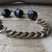 hex black hexagon onyx beads thick brass vintage chain