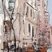 Original Painting Taxi Bike Messenger Watercolor Ink Urban New York City Sketch 5x7 Line and Wash - On the Street by David Lloyd