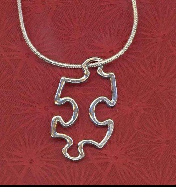 Sterling Silver Jigsaw Puzzle Link Necklace 16 Inch Snake
