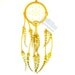 Yellow Dream Catcher, Grizzly Rooster Feathers