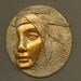 Polymer Clay Large Golden Face Profile Medallion LAM 4