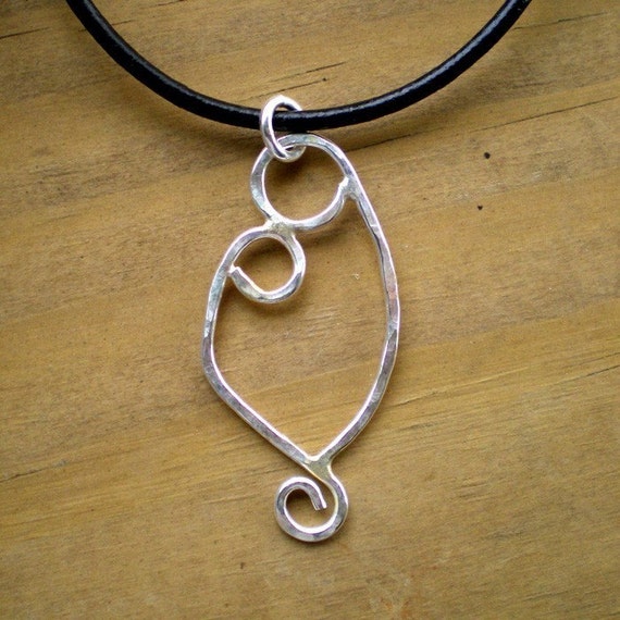 Mother and Child Pendant Necklace Sterling Silver