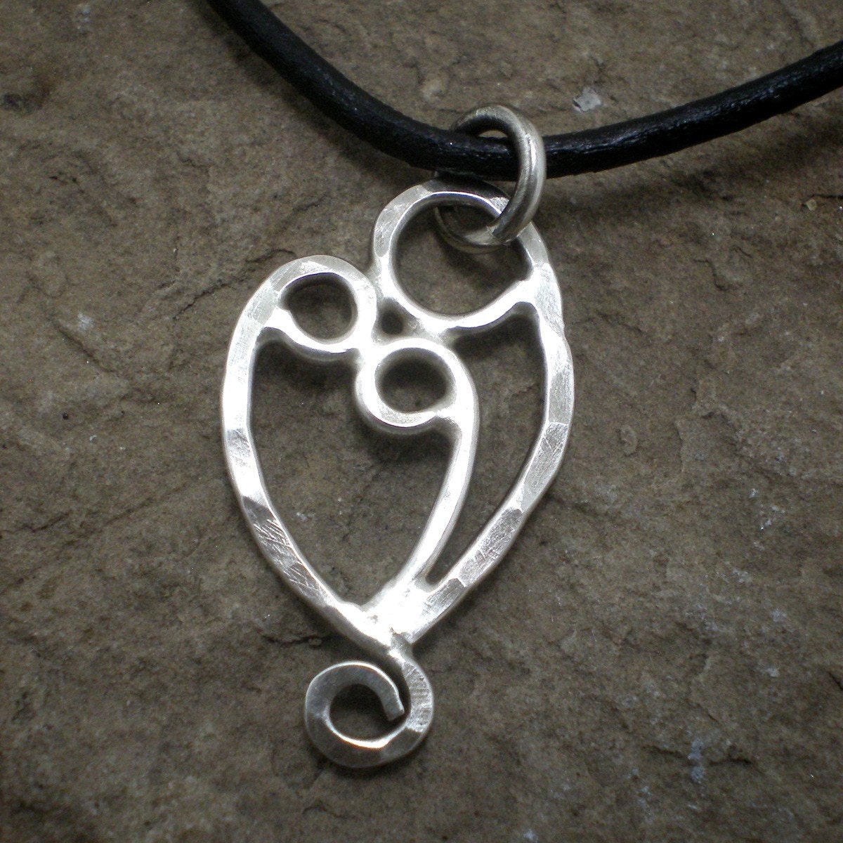 Mother And Two Child Pendant Necklace Sterling Silver