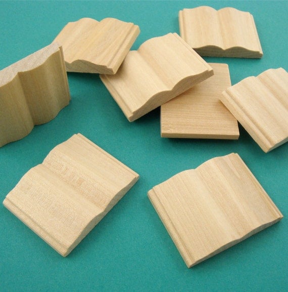 12 open miniature books . unfinished wood book . LAST in stock
