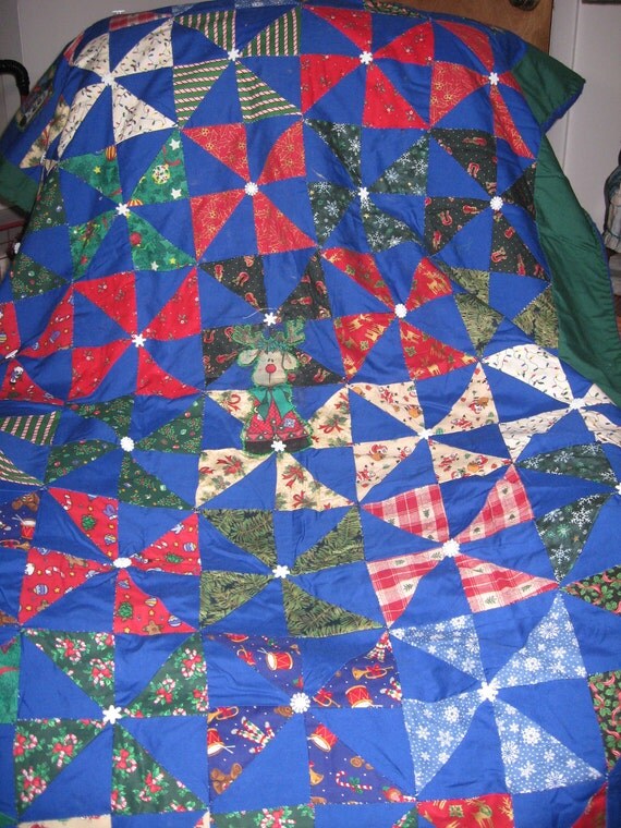 items-similar-to-christmas-pinwheel-appliqued-quilt-on-etsy