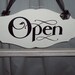 Whimsical Vintage Chic Style Shop Open Close Store Hours Scalloped Wood Vinyl Sign - Large