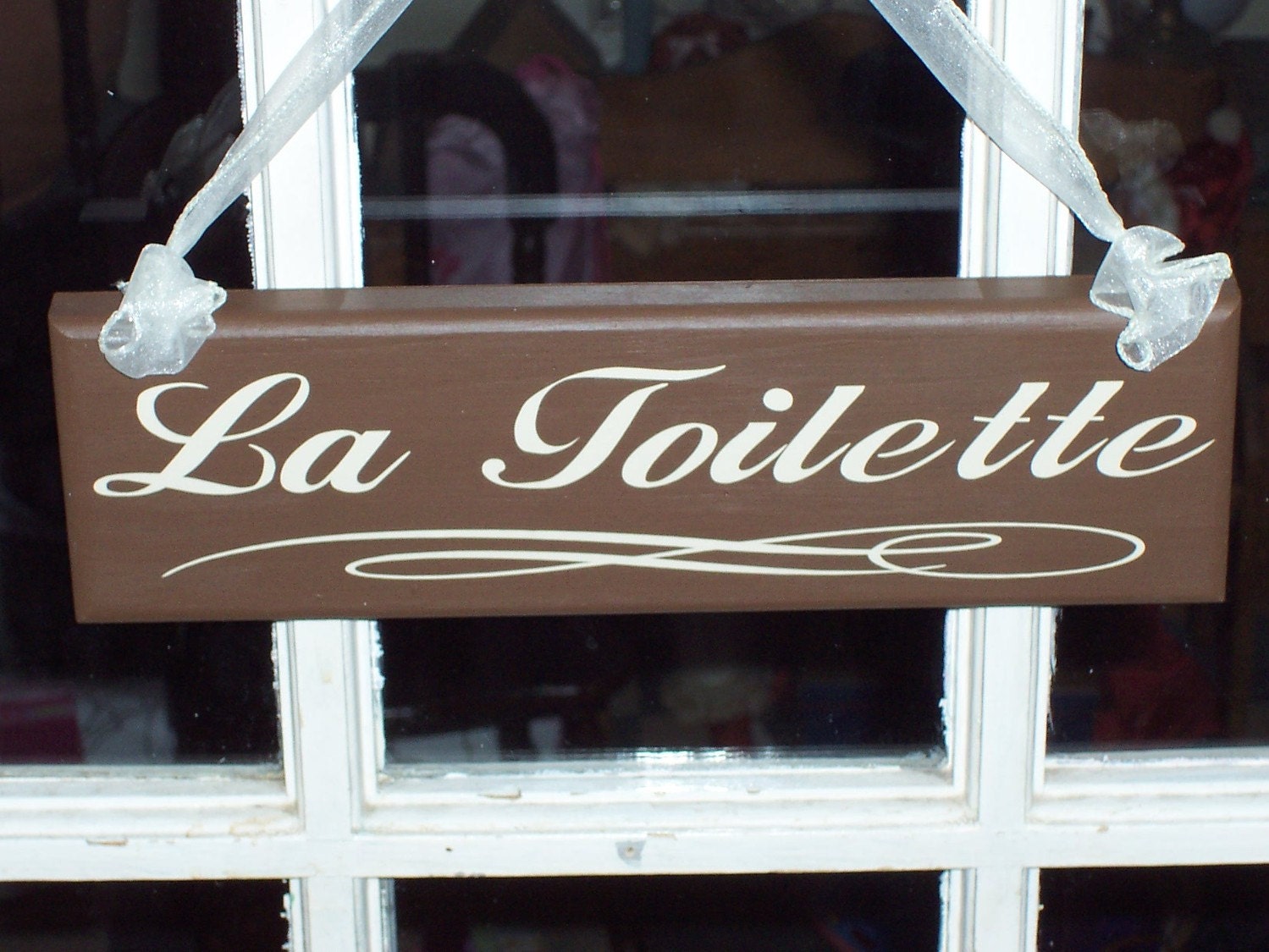 La Toilette Sign Wood Vinyl French Cottage Bathroom Restroom