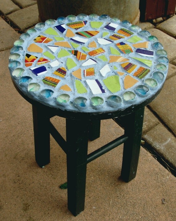Moody Blues Mosaic Ceramic Garden Home Plant Stand