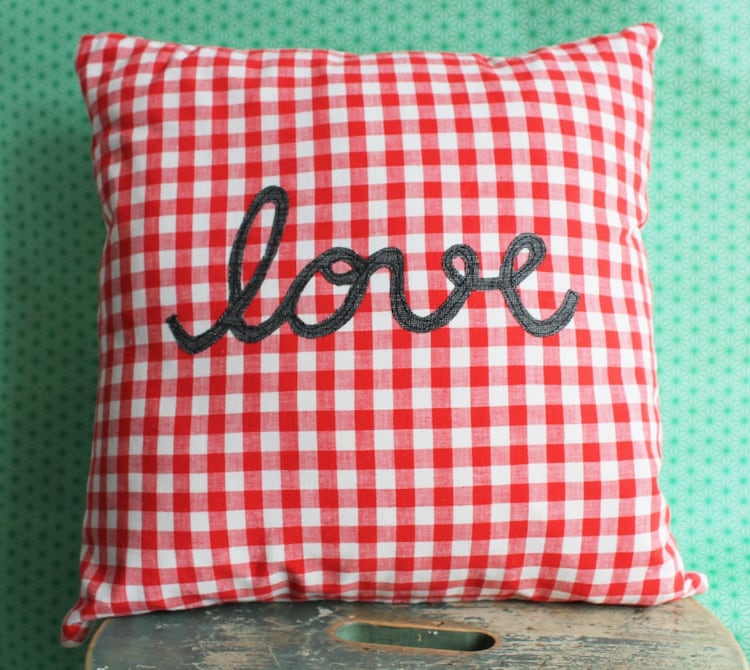 love appliquéd cushion cover by syko on Etsy