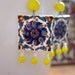 SALE, Mediterranean Decorative Tile Lovers Earring, Vintage yellow glass beads