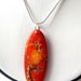Orange Jasper Necklace. Elongated Oval Pendant. Silver Snake Chain. Fashion Under 25.