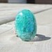 Green Moonstone Ring. Large Cabochon. Silver Adjustable Band.