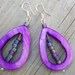 Purple Shell Earrings - Teardrops. Silver. SALE