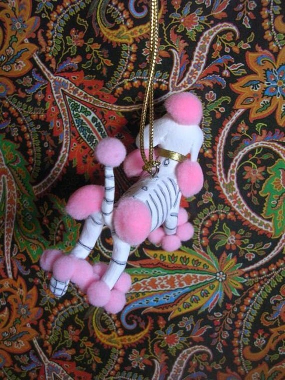 Day of the Dead Pink Poodle Skeleton Dog Christmas Ornament